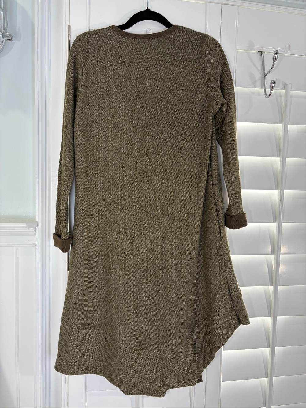 NWT Olive Brown Knit Asymmetrical Dress with POCKETS! (S) - Picture 2 of 8